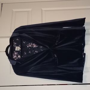 Kensie blue velvet blazer floral satin inner shell